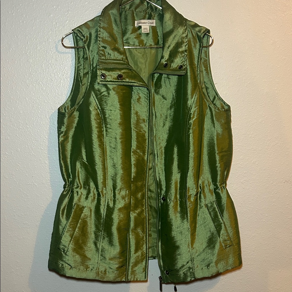 Coldwater Creek Shiny Green Vest